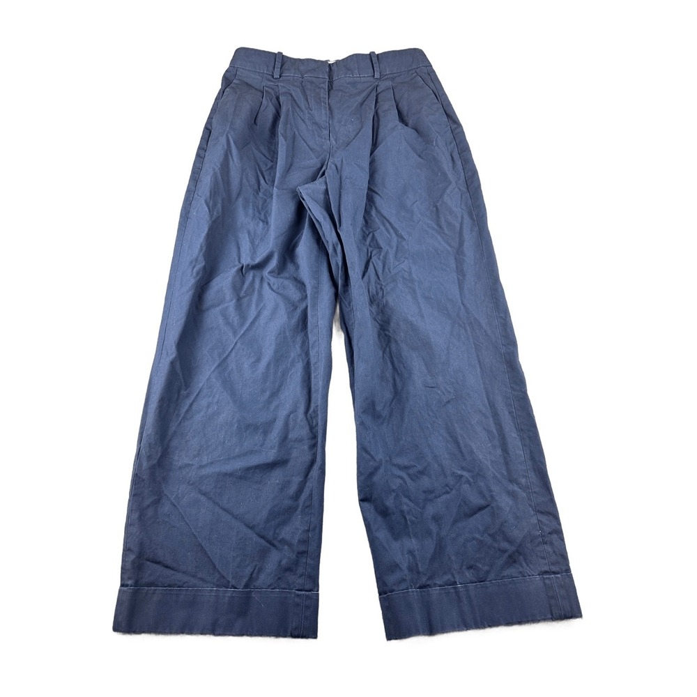 J. Crew Pants Women 8 Blue Essential Wide Leg Pant Trouser High Rise‎ Business